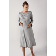 Artış Collection Kadın Uzun Kollu Esnek Pamuk Kumaş Hamile Gecelik 13112