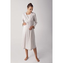 Artış Collection Kadın Uzun Kollu Esnek Pamuk Kumaş Hamile Gecelik 13112