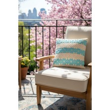 Homy Textiles Fistolu Papatya Desen, Tığ Işi Örgü Kare Desenli Bohem, Modern Kırlent Kılıfı, Turkuaz