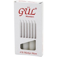 Vanch 4PCS - İNCE   ÇAP=1.6CM - UZUNLUK=12CM   BEYAZ KLASİK  MARKET MUM (5264)