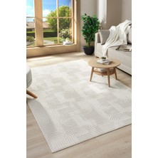 Raschel Carpet Bohem Emboss Premium Seri Kaymaz Taban Jel Taban Halı Yolluk Krem