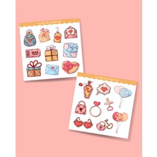 Minithingsart Sevgililer Günü Parlak Kağıt Hediye Çıkartmaları14 Şubat Süsleme Etiketleri- 2li Set
