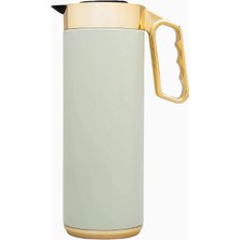 Roomours Cylinder Thermos 1l Açık Yeşil-Gold Paslanmaz Çelik Çift Katmanlı Termos