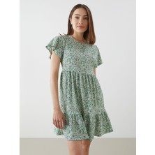 Lc Waikiki Yeni Sezon Bisiklet Yaka Çiçekli Mini Elbise