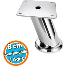Nzb (8 Cm) Tablalı Dereceli Ayarlanabilir Krom Metal Baza Tv Ünitesi Koltuk Mobilya Ayağı (+2cm)