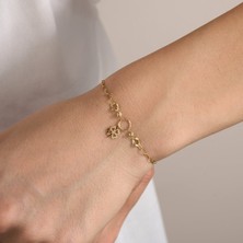 Gold Marley 14 Ayar Minimal Çiçek Figürlü Altın Bileklik