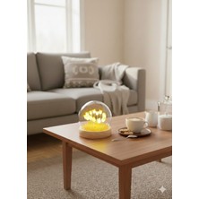 Belkıs Kırtasiye Fanus Lale Bahçesi Tasarımlı Geceve Masa Lambası Sevgiliye Hediye