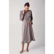 Artış Collection Kadın Uzun Kollu Esnek Pamuk Kumaş Hamile Gecelik 13112