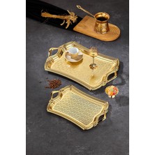 Cooker 2'li Evenia Metal Dikdörtgen Gold Sunum Tepsisi 49X30 cm ve 37X23 cm CKR3569