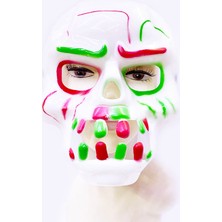 Vanch Beyaz Üzeri Rengarenk Korku Dişli Kafatası Maskesi 30x22 cm (5264)