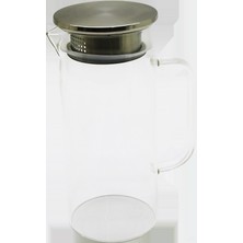 Vanch 1.2lt - Yuvarlak Cam Sürahi - Süzgeçli Metal Kapak Borosilikat - Termisil Isıya Dayanaklı (5264)