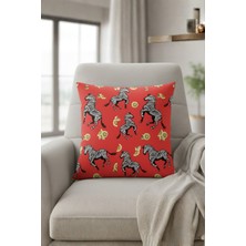 Homy Textiles Magnifica Rönesans Ilhamlı Dekoratif Desenli 43X43CM Kırlent Kılıfı, Crimson Zebra