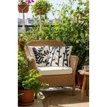 Homy Textiles Modern Tasarım Punch Işlemeli Dekoratif 2'li Kırlent Kılıfı, Yaprak Antrasit