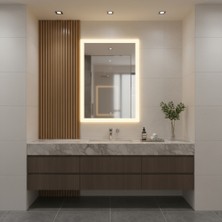 Aypars Atölye Nova Kare LED Işıklı Ayna – Modern Minimal Dikdörtgen Duvar ve Banyo Aynası