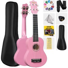 Midex UKX-233PK Pembe Concert Ukulele (Askı Çanta Metod Pena)
