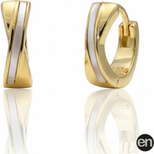 En Gümüş Sedefli Altın Kaplama Halka Küpe