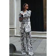 Lijuri Zebra Desenli Chanel Saten Takım 10038 R8-E-K1