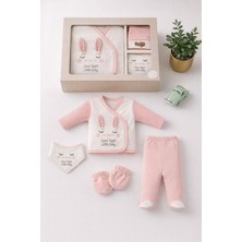 %100 Pamuk Kız Bebek Tavşanlı Yeni Doğan 5’li Hastane Çıkış Seti Doğum Hediye Seti