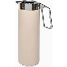 Roomours Cylinder Thermos 1l Bej-Gümüş Paslanmaz Çelik Çift Katmanlı Termos