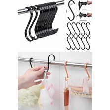 Md Vitrin Dekorasyon 10 Adet Siyah-Rose Gold-Gold Renk Çok Amaçlı Paslanmaz Çelik S Kanca - Mutfak Banyo Depo Gardırop