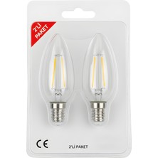Kendal KES499 – LED Flamanlı Buji Ampul 4W (2700K | E14 | 2’li Paket)