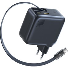 Baseus Enercore CJ11 2C+U Super Hızlı Kendinden Cekmeli Kablolu 100W Şarj Cihazı Siyah