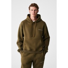 Grimelange Marshallhoodıe Erkek Pamuklu Içi Polarlı Nakışlı Relaxed Haki Eşofman Takımı