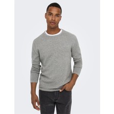 Only & Sons Onspanter Reg 12 Struc Crew Knıt Noos Erkek Gri Kazak - 22016980