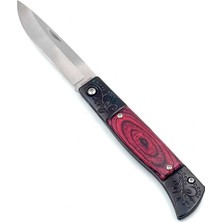 Katlanır Cep Çakısı - Kemer Klipsli - SDR-068 - Ahşap Saplı - Kırmızı