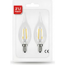 Kendal KES498 – LED Flamanlı Buji Ampul 4W (2700K | E14 | 2’li Paket)