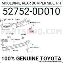 TŞT Toyota Yaris Arka Tampon Bandı Sağ 2003-2005 (Oem No:  527520D010)