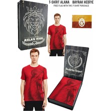 Galatasaray Orijinal Lisanslı Aslan Baskılı Sarı T-Shirt Bayrak ve Lazer Kutu Hediyeli