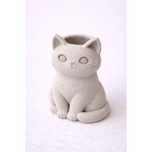 EOS Dekoratif Oturan Kedi Figürlü Vazo Kalemlik