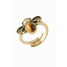 İlkyaz Fashion Uğur Böceği Doğaltaşlı Otantik Yüzük