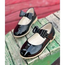 Surpie Shoes Fiyonk Detaylı Ortopedik Kız Çocuk Babet Düz Taban Suni Deri Günlük Kullanım İçin