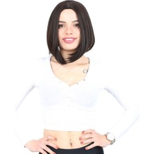 İlkyaz Fashion Kahkülsüz Düz Kısa Fiber Sentetik Peruk - Kahverengi ILKYZ-PRK34