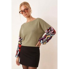 Armonika Kadın Mint Kolu Renkli Salaş Bluz ARM-20K001085