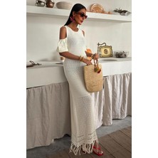 Lijuri Omuz Detaylı Etek Ücü Püsküllü Triko Elbise 2862 R1-E-K5