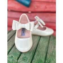 Surpie Shoes Fiyonk Detaylı Bantlı Ortopedik Kız Çocuk Babet Sedef Renkli Düz Tabanlı Rahat Ayakkabı