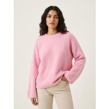 Okka Moda Pembe Oversize Peluş Kazak