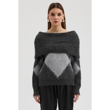 Lijuri Baklava Desenli Madonna Yaka Triko Kazak 1387