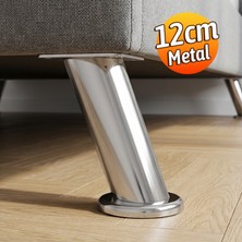 Badem10 Tablalı Dereceli Ayarlanabilir (12 Cm) Krom Metal Baza Tv Ünitesi Koltuk Mobilya Ayağı (+2cm)