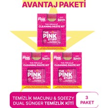 The Pink Stuff Mucizevi Miracle Temizlik Macunu & Mucizevi Dual Çift Taraflı Bulaşık Süngeri Avantaj Paket 3X850GR