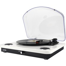 Umie Bemol Beyaz Piano Kablama 10W Bt In, Bt Out, Rca, USB Özellikli Nostaljik Pikap