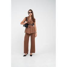 Sasilva Kemer Detaylı Kolsuz Süet Takım K8084