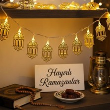 İlkyaz Fashion 10 Adet Sarkıtlı Ramazan Fenerli LED Işık – Pilli 2 Metre Ramazan Süsü, Islami Dekorasyon,