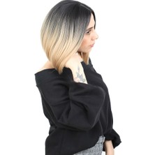 İlkyaz Fashion Kahkülsüz Düz Kısa Fiber Sentetik Peruk - Siyah / Balköpüğü Ombreli ILKYZ-PRK34