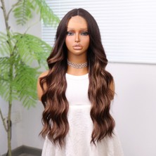 İlkyaz Fashion Kahverengi Karamel Işıltılı ve Ombreli Tül Peruk ILKYZ-PRK34