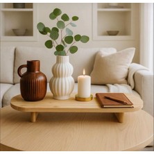 Kitchen Pembelia Bambu Oval Sunum Standı Makyaj,parfüm,yağdanlık,kavanoz Standı Sunumluk Büyük Boy