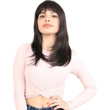 İlkyaz Fashion Düz Perçemli Orta Boy Fiber Sentetik Peruk - Kahverengi ILKYZ-PRK34